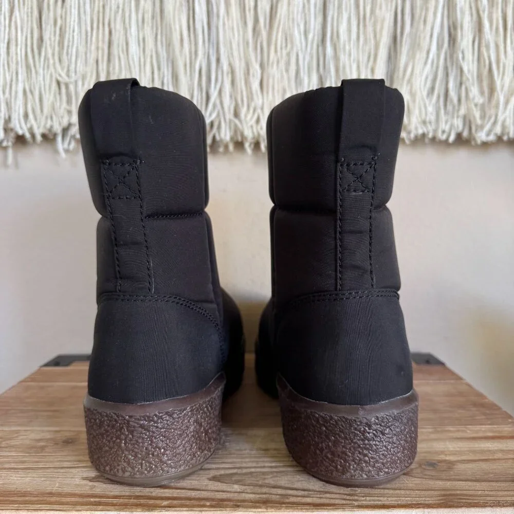 Madewell The Toasty Puffer Black Water Resistant Nylon Winter Boots Size 8